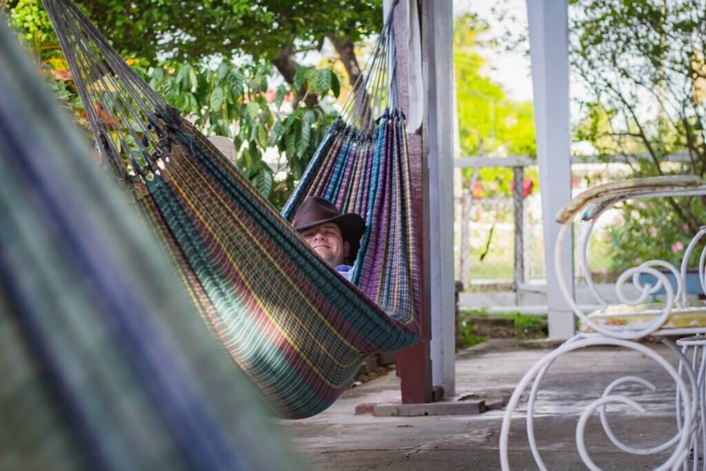 man enjoying hammock